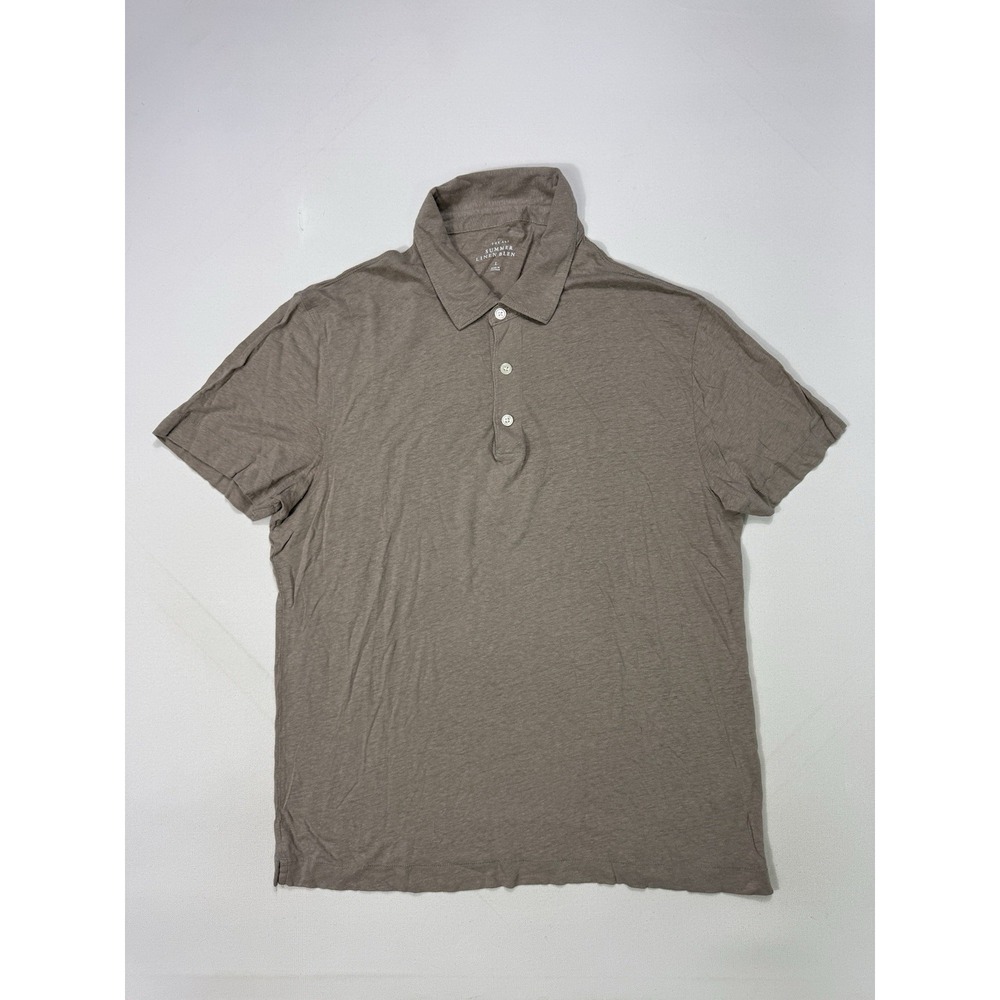 Abercrombie Fitch Summer Linen Blend Polo Shirt Men's Large Beige Rugby Coastal